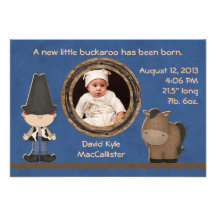 Cowboy Theme Baby Boy Birth Announcement