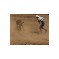 Cowboy ties a calf posters by pshaw_photo Cowboy ties a calf posters