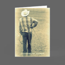Cowboy Time Greeting Card by WheatgrassDesigns Cowboy Time Greeting Card