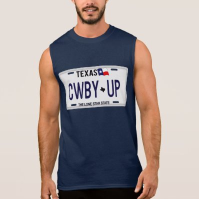 Cowboy Up!  CWBY UP Texas License Plate Tee Shirts