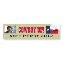 Cowboy Up Vote PERRY 2012 Campaign Bumper Sticker