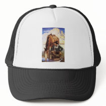 Cowboy Watering His Horse by NC Wyeth Trucker Hat