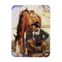 Cowboy Watering His Horse by NC Wyeth Vinyl Magnets