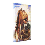 Cowboy Watering His Horse by NC Wyeth, Vintage Art Canvas Prints