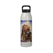 Cowboy Watering His Horse by NC Wyeth, Vintage Art Drinking Bottle
