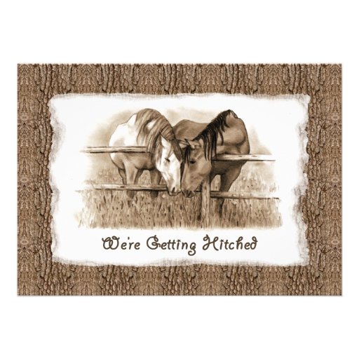 Cowboy Wedding Invitation: Getting Hitched: Horses