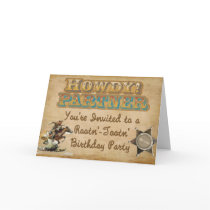 Cowboy Western Birthday Party Invitation Cards