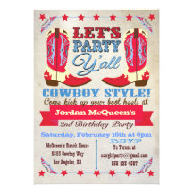 Cowboy Western Birthday Party Invitations