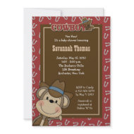 Cowboy Western Monkey 5x7 Baby Shower Invitation invitation