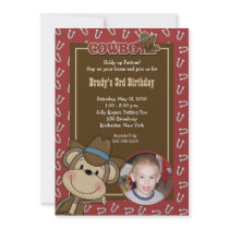 Cowboy Western Monkey 5x7 *PHOTO* Birthday Announcements