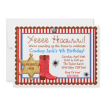 Cowboy  Wild West  Birthday  Invitations