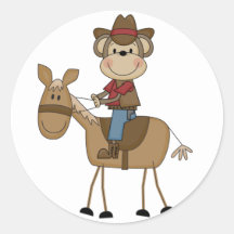 Cowboy With Brown Horse Tshirts and Gifts Round Sticker