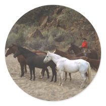 Cowboy with Herd stickers by HorseLoversGifts Cowboy with Herd stickers