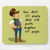 Cowboy with Pretty Daughter Mousepad by ChiaPetRescue Cowboy with Pretty Daughter Mousepad