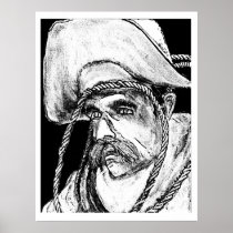 Cowboy with Rope B&W 2 The MUSEUM Zazzle Gifts Posters