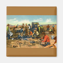 Cowboys at the Chuck Wagon Fridge Magnet