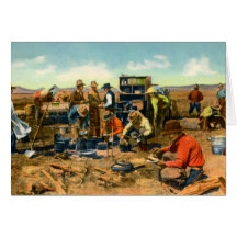 Cowboys at the Chuck Wagon Greeting Cards