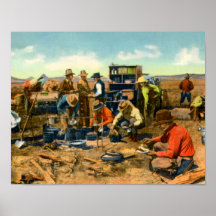Cowboys at the Chuck Wagon Posters