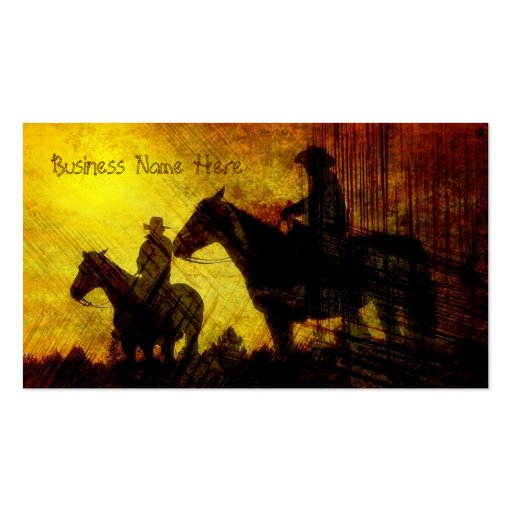 Cowboys on Horses Grunge Business Cards (front side)