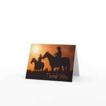 cowboys on horses, Thank You Note Cards