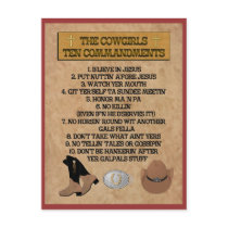 Cowgirl 10 Commandments POSTCARD