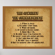 Cowgirl 10 Commandments Poster