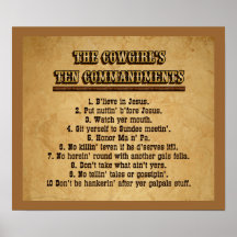 Cowgirl 10 Commandments Poster