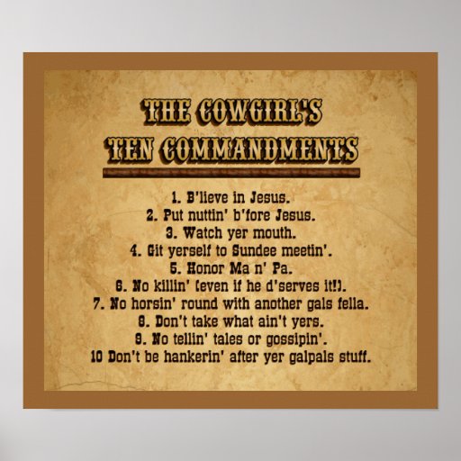 Cowgirl 10 Commandments Poster