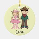Cowgirl and Cowboy in Love Ornaments