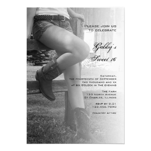 Cowgirl and Fence Barn Party Sweet 16 Invitation