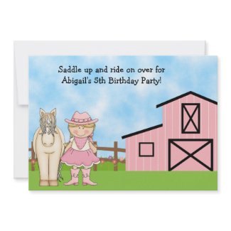 Cowgirl and Horse Birthday Invitation