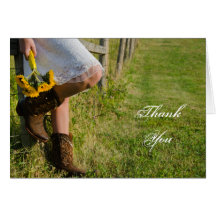 Cowgirl and Sunflowers Bridesmaid Thank You Card