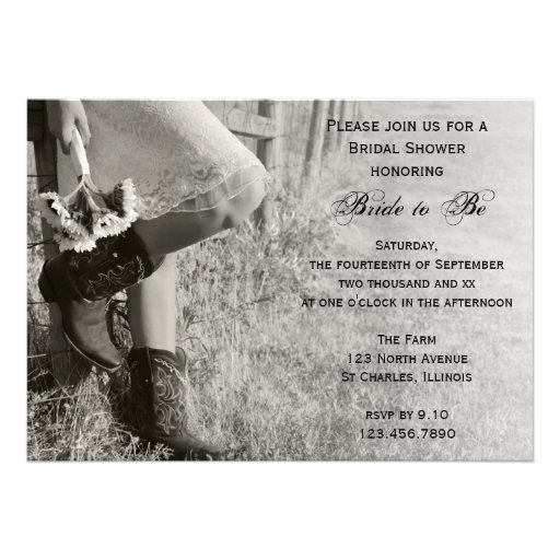 Cowgirl and Sunflowers Country Bridal Shower Invitation