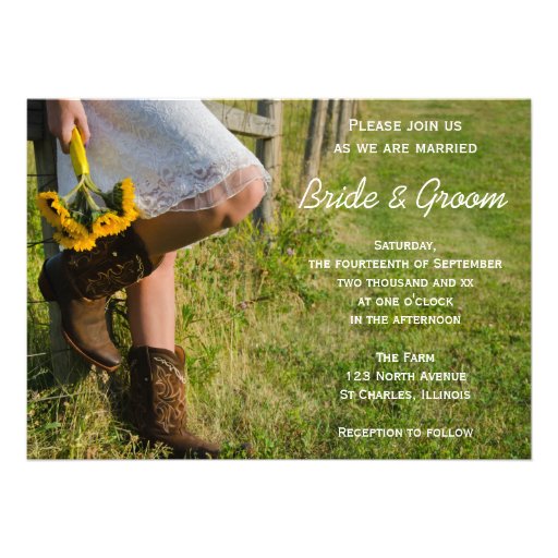 Cowgirl and Sunflowers Country Wedding Invitation