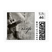 Cowgirl and Sunflowers Country Wedding RSVP Stamp