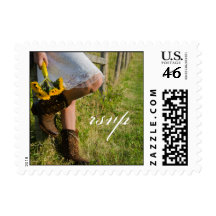 Cowgirl and Sunflowers Country Wedding RSVP Stamp