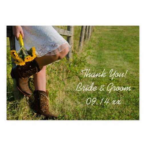 Cowgirl and Sunflowers Wedding Favor Tags Business Card Templates (front side)