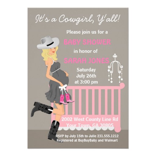 Cowgirl Baby Shower Invitations - Blonde Western