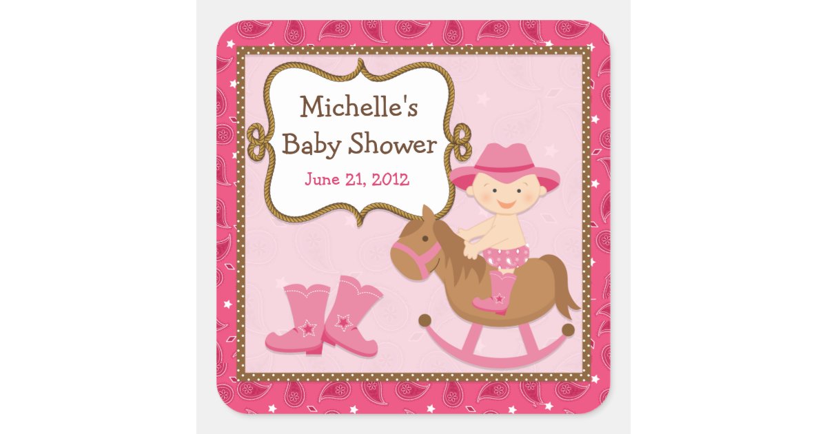 Cowgirl Baby Shower Sticker Zazzle