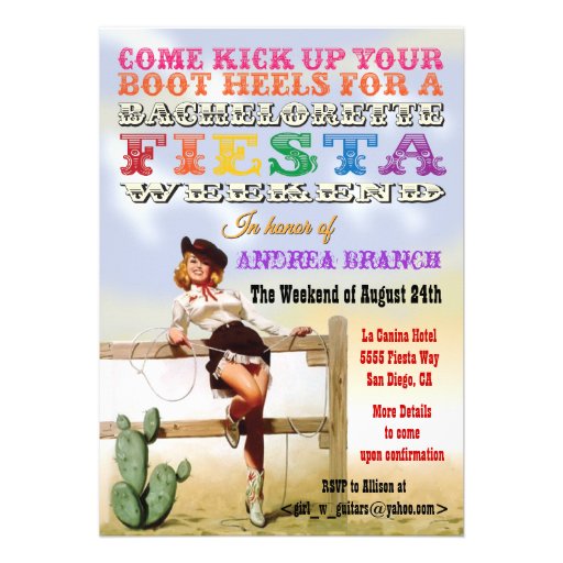 Cowgirl Bachelorette Fiesta Weekend Invitations