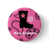 Cowgirl  Birthday Favor Button