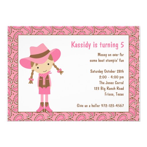 Cowgirl Birthday Invitations