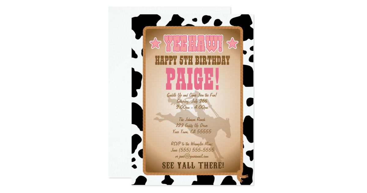 Cowgirl Birthday Party Invitation | Zazzle