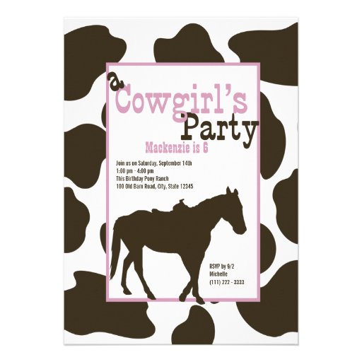 Cowgirl Birthday Party Invitations