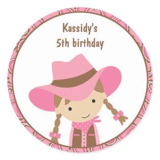 Cowgirl Birthday Stickers sticker