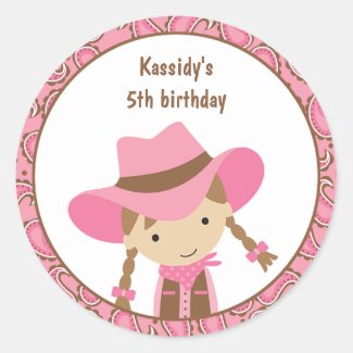 Cowgirl Birthday Stickers
