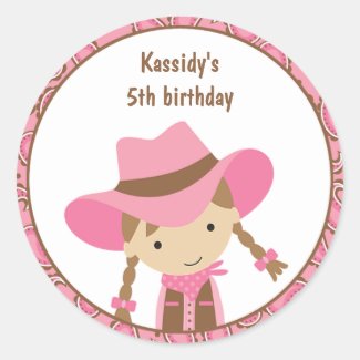 Cowgirl Birthday Stickers