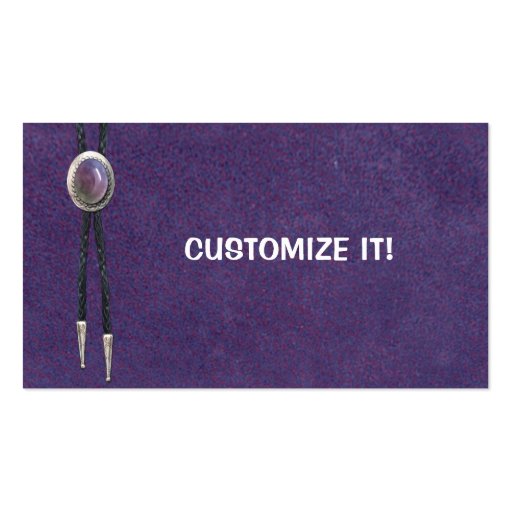 Cowgirl Bolo Tie Leather Business Card (front side)