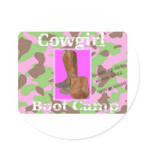 Cowgirl bootcamp round stickers