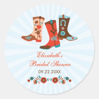 Cowgirl Boots Favor Sticker